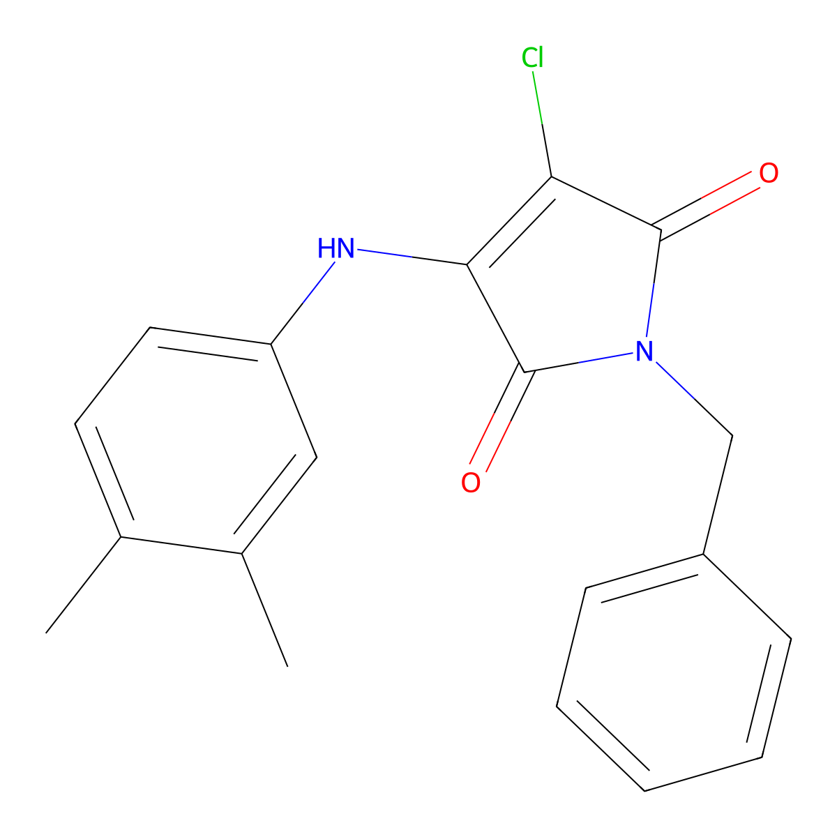 1-Benzyl-3-chloro-4-(3,4-dimethylanilino)pyrrole-2,5-dione molecular structure, CAS 303034-99-3