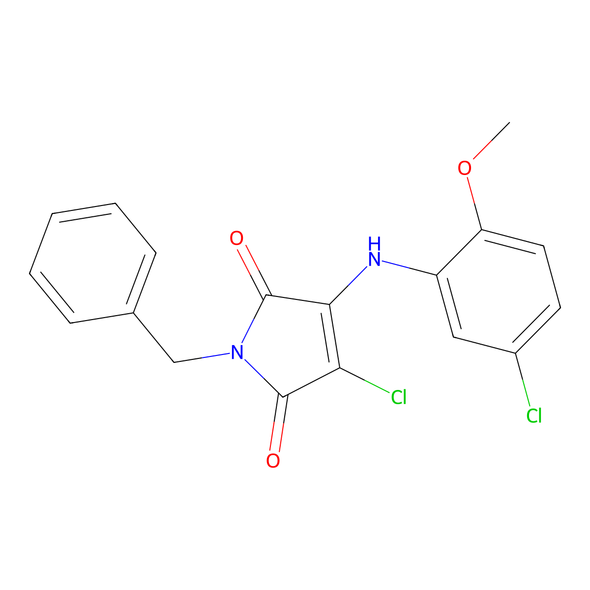 1-Benzyl-3-chloro-4-(5-chloro-2-methoxyanilino)pyrrole-2,5-dione molecular structure, CAS 303035-04-3