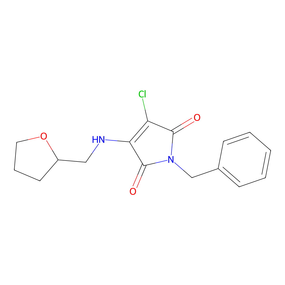 1-Benzyl-3-chloro-4-(oxolan-2-ylmethylamino)pyrrole-2,5-dione molecular structure, CAS 303035-12-3