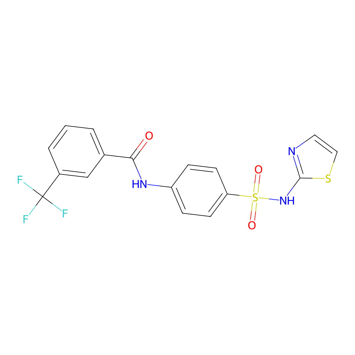N-{4-[(1,3-thiazol-2-yl)sulfamoyl]phenyl}-3-(trifluoromethyl)benzamide molecular structure, CAS 303035-21-4
