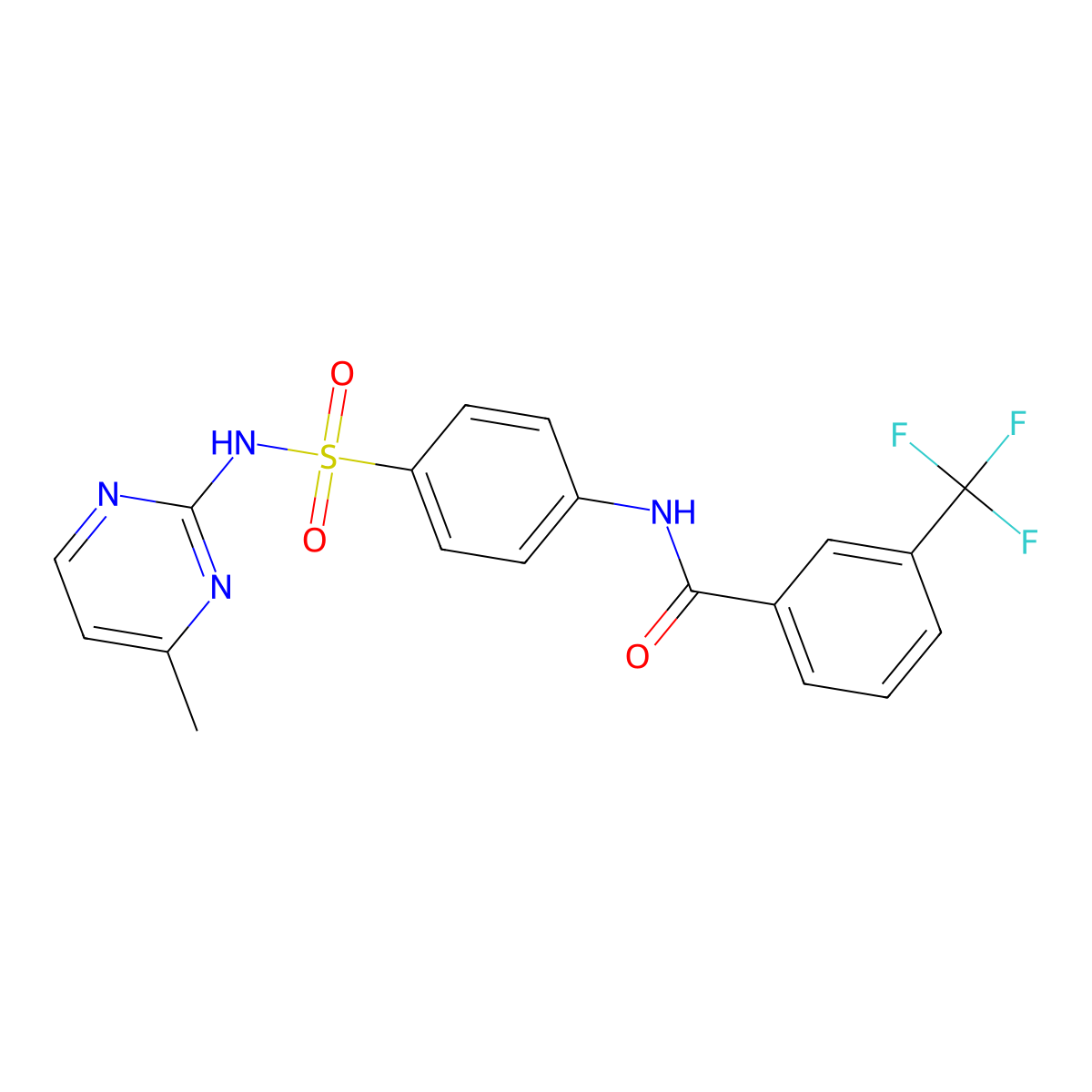 N-(4-(N-(4-methylpyrimidin-2-yl)sulfamoyl)phenyl)-3-(trifluoromethyl)benzamide molecular structure, CAS 303035-26-9