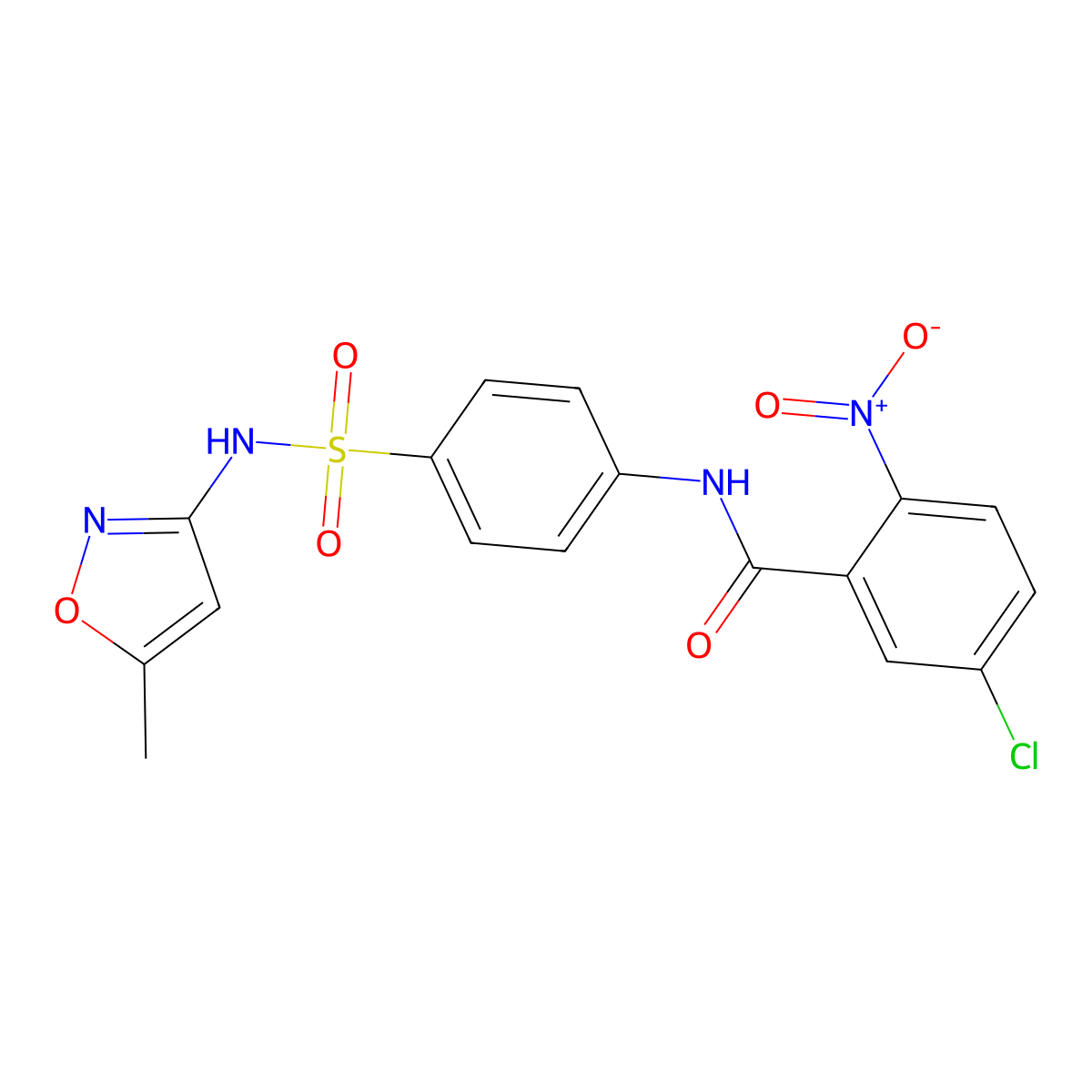 5-chloro-N-(4-(N-(5-methylisoxazol-3-yl)sulfamoyl)phenyl)-2-nitrobenzamide molecular structure, CAS 303035-41-8