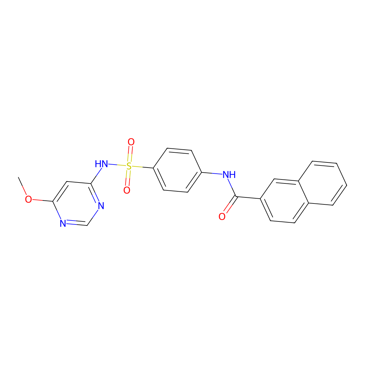 N-(4-(N-(6-methoxypyrimidin-4-yl)sulfamoyl)phenyl)-2-naphthamide molecular structure, CAS 303035-45-2