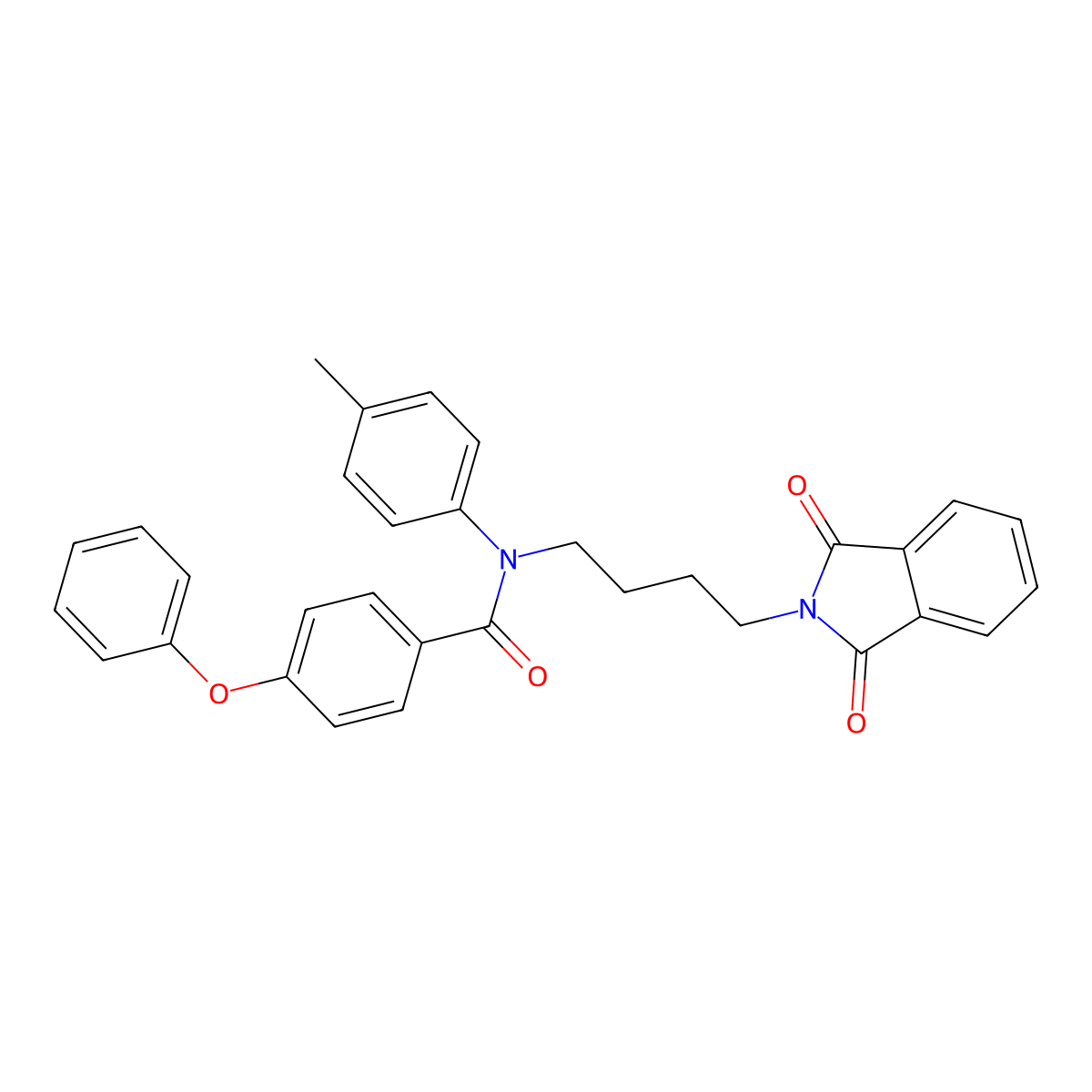 N-(4-(1,3-dioxoisoindolin-2-yl)butyl)-4-phenoxy-N-(p-tolyl)benzamide molecular structure, CAS 303035-53-2