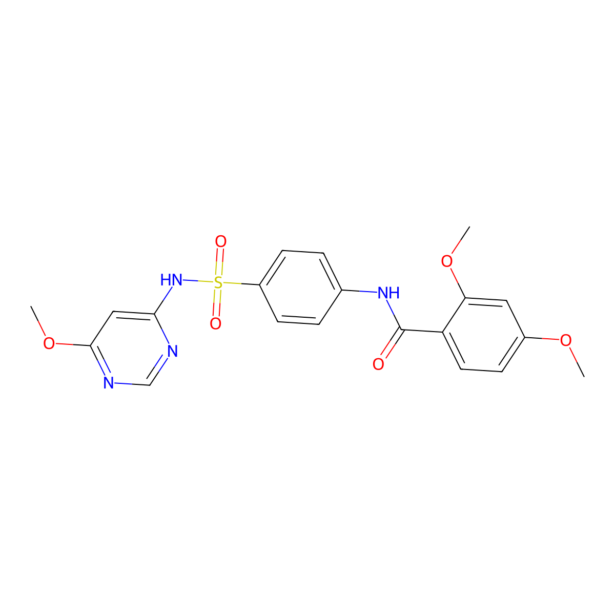 2,4-dimethoxy-N-(4-(N-(6-methoxypyrimidin-4-yl)sulfamoyl)phenyl)benzamide molecular structure, CAS 303035-56-5