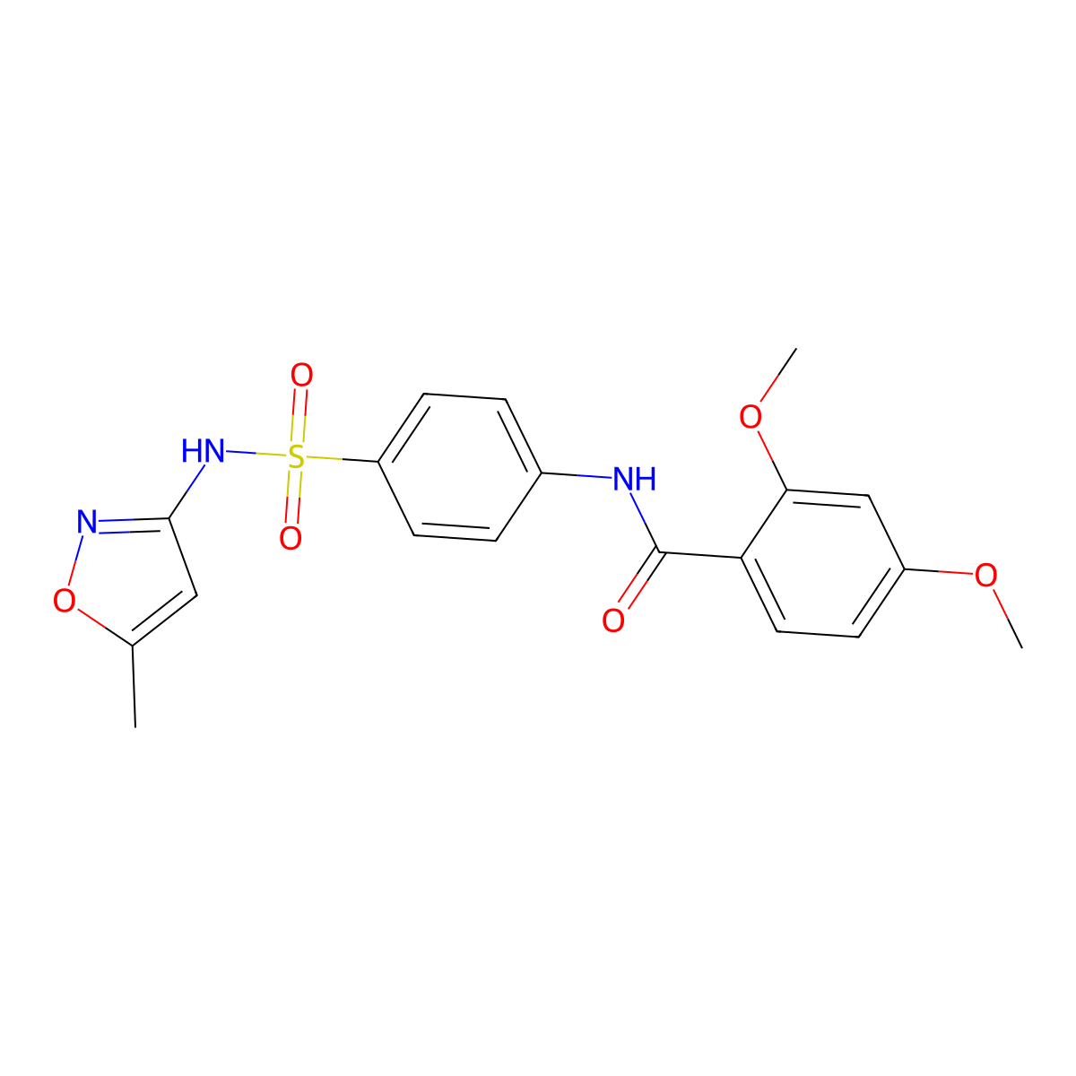 2,4-dimethoxy-N-(4-(N-(5-methylisoxazol-3-yl)sulfamoyl)phenyl)benzamide molecular structure, CAS 303035-61-2