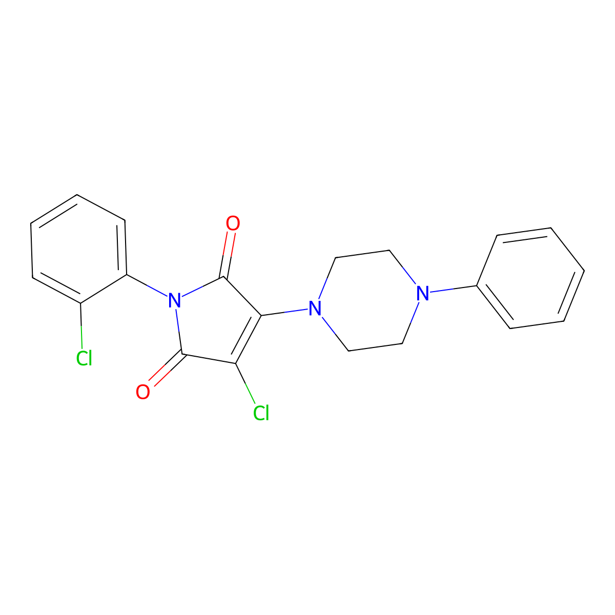 3-chloro-1-(2-chlorophenyl)-4-(4-phenylpiperazin-1-yl)-1H-pyrrole-2,5-dione molecular structure, CAS 303035-82-7