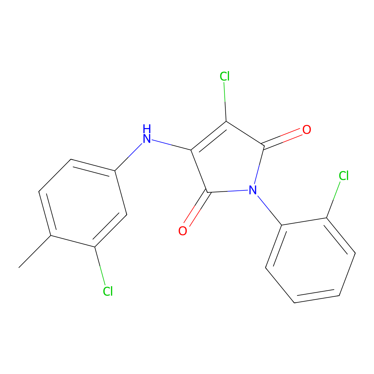 3-chloro-4-((3-chloro-4-methylphenyl)amino)-1-(2-chlorophenyl)-1H-pyrrole-2,5-dione molecular structure, CAS 303035-84-9