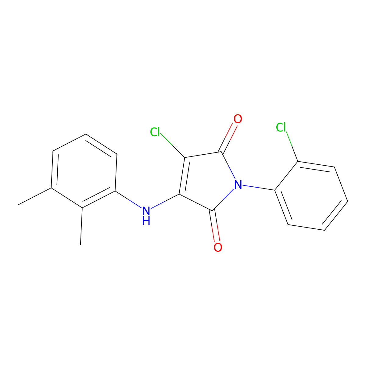 3-chloro-1-(2-chlorophenyl)-4-((2,3-dimethylphenyl)amino)-1H-pyrrole-2,5-dione molecular structure, CAS 303035-85-0