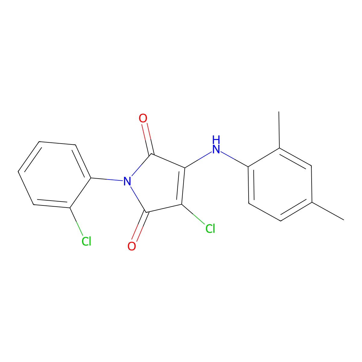 3-chloro-1-(2-chlorophenyl)-4-((2,4-dimethylphenyl)amino)-1H-pyrrole-2,5-dione molecular structure, CAS 303035-86-1