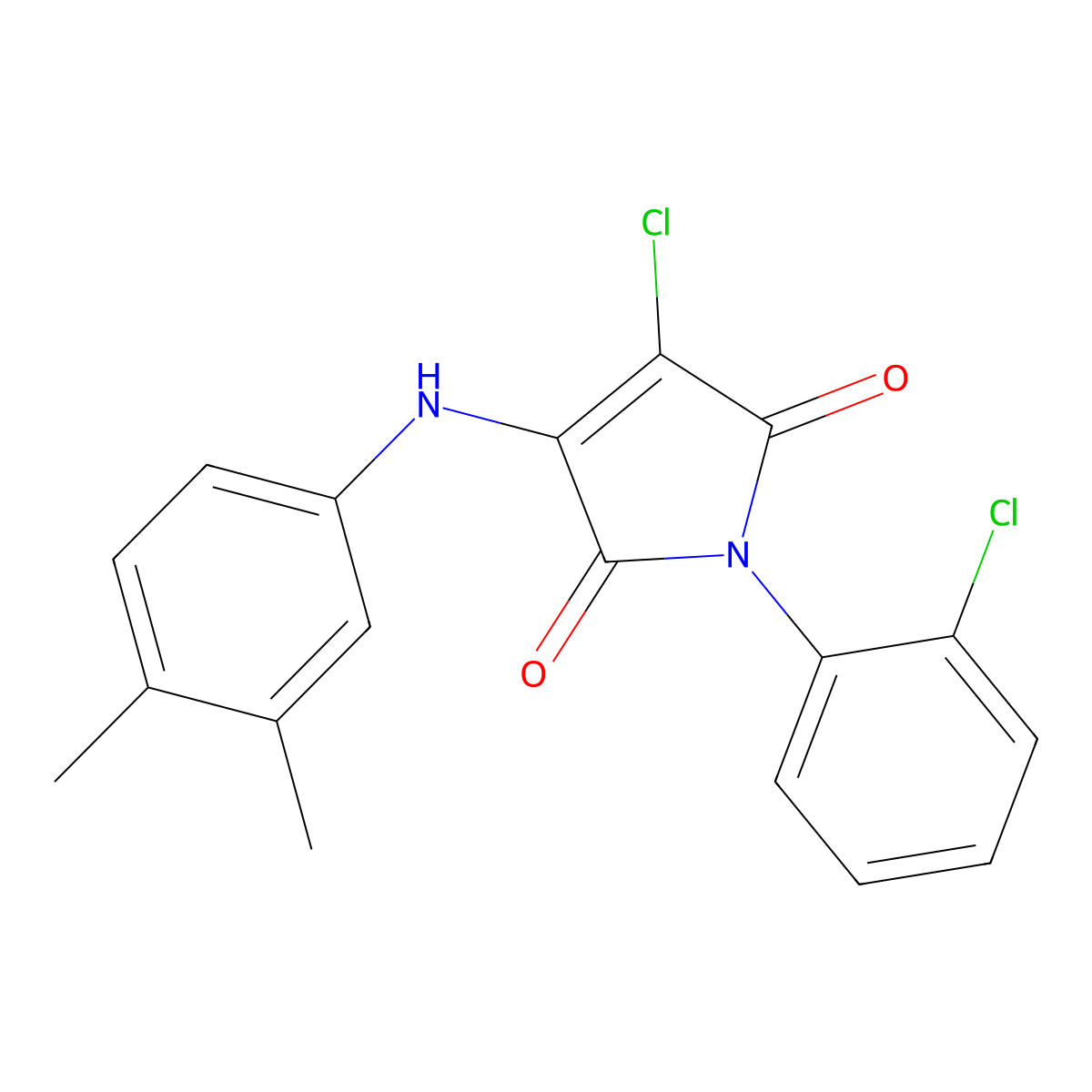 3-chloro-1-(2-chlorophenyl)-4-[(3,4-dimethylphenyl)amino]-1H-pyrrole-2,5-dione molecular structure, CAS 303035-87-2