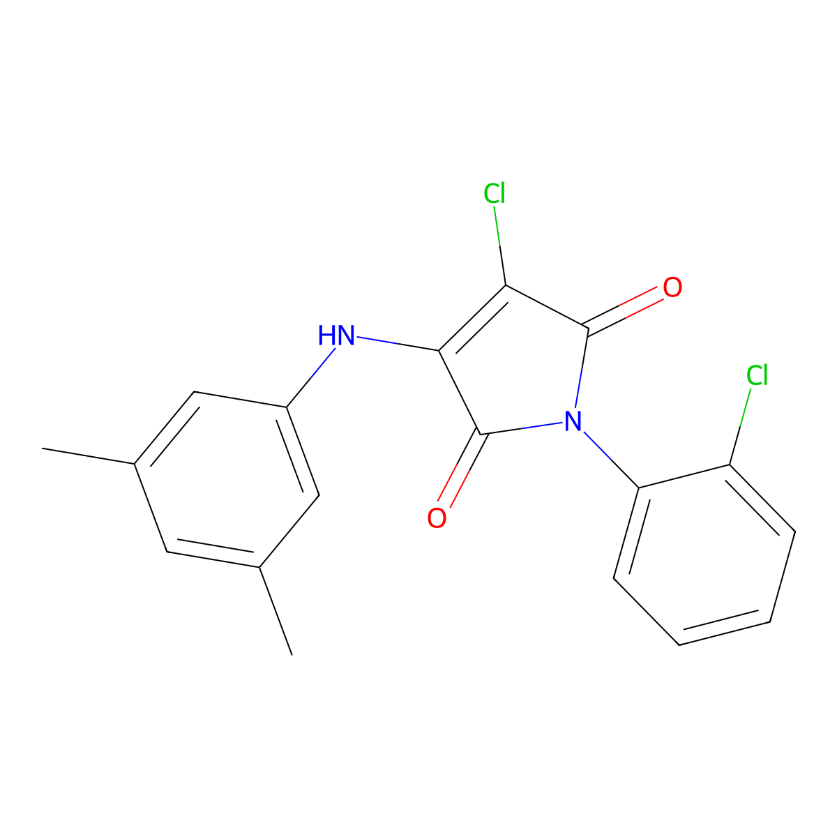 3-chloro-1-(2-chlorophenyl)-4-((3,5-dimethylphenyl)amino)-1H-pyrrole-2,5-dione molecular structure, CAS 303035-88-3