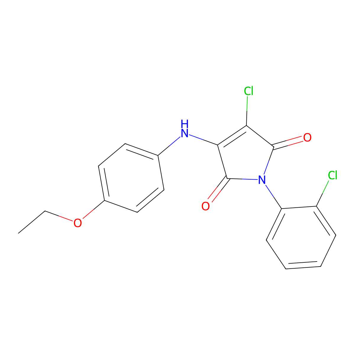 3-chloro-1-(2-chlorophenyl)-4-((4-ethoxyphenyl)amino)-1H-pyrrole-2,5-dione molecular structure, CAS 303035-91-8