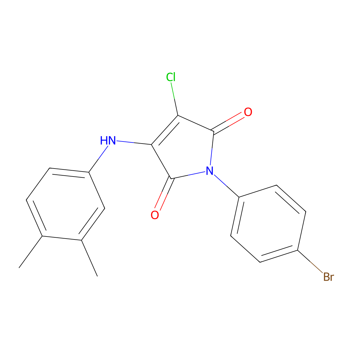 1-(4-bromophenyl)-3-chloro-4-((3,4-dimethylphenyl)amino)-1H-pyrrole-2,5-dione molecular structure, CAS 303035-98-5