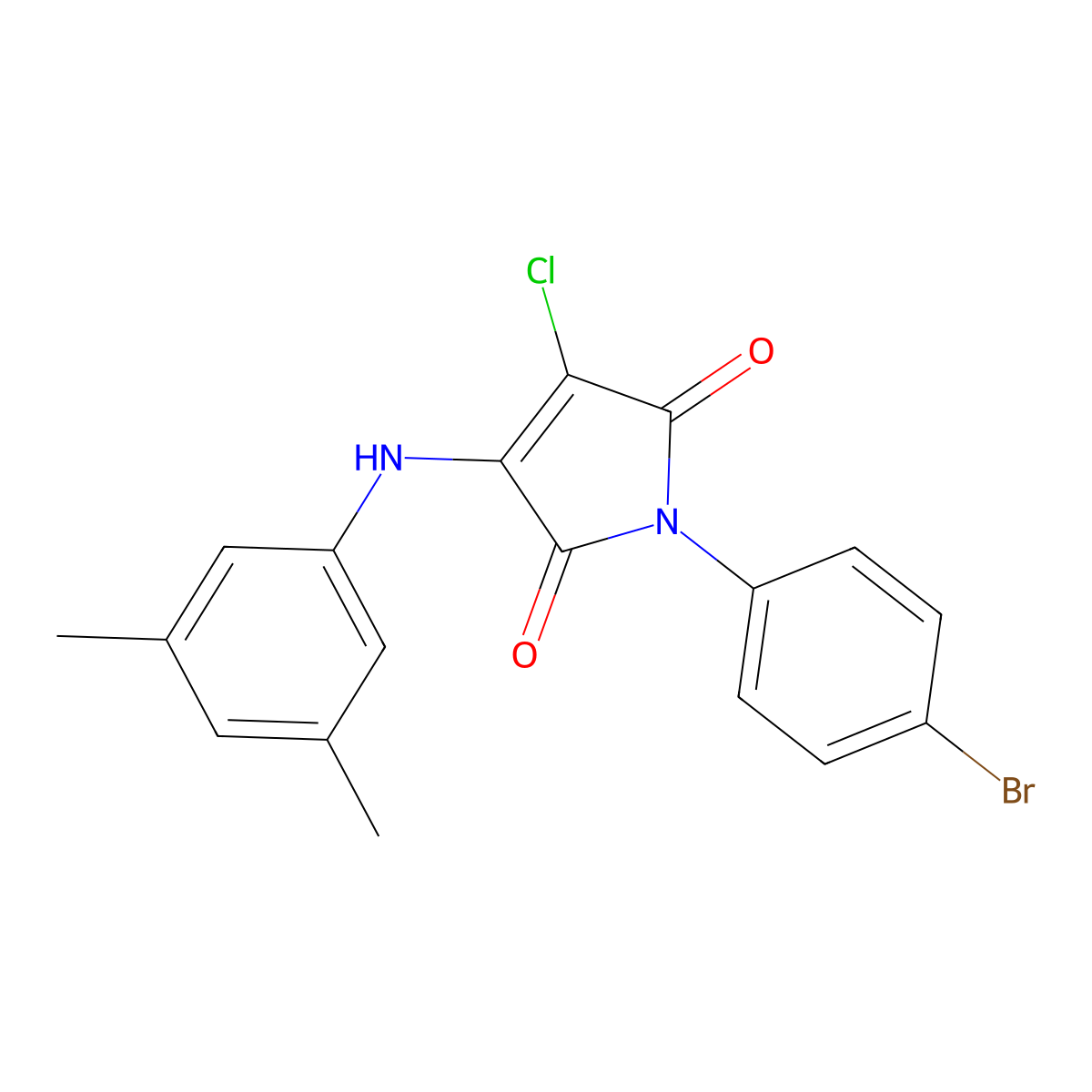 1-(4-bromophenyl)-3-chloro-4-((3,5-dimethylphenyl)amino)-1H-pyrrole-2,5-dione molecular structure, CAS 303035-99-6
