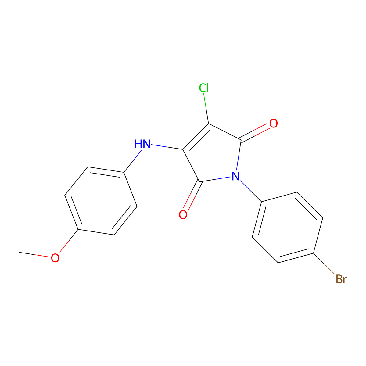 1-(4-bromophenyl)-3-chloro-4-((4-methoxyphenyl)amino)-1H-pyrrole-2,5-dione molecular structure, CAS 303036-04-6