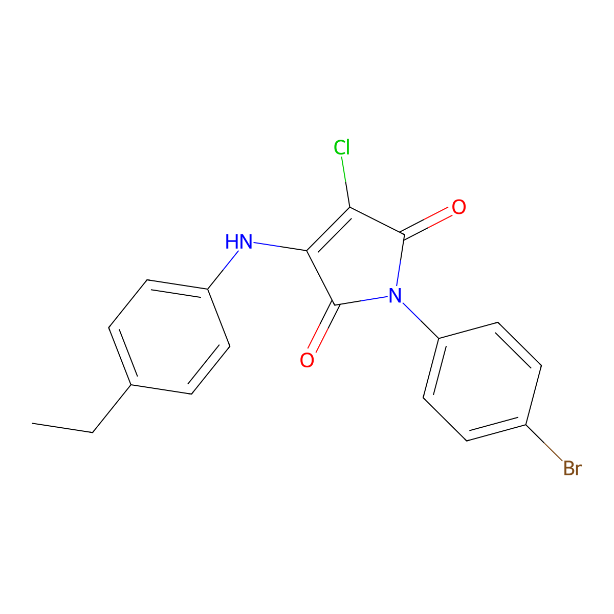 1-(4-Bromophenyl)-3-chloro-4-(4-ethylanilino)pyrrole-2,5-dione molecular structure, CAS 303036-11-5
