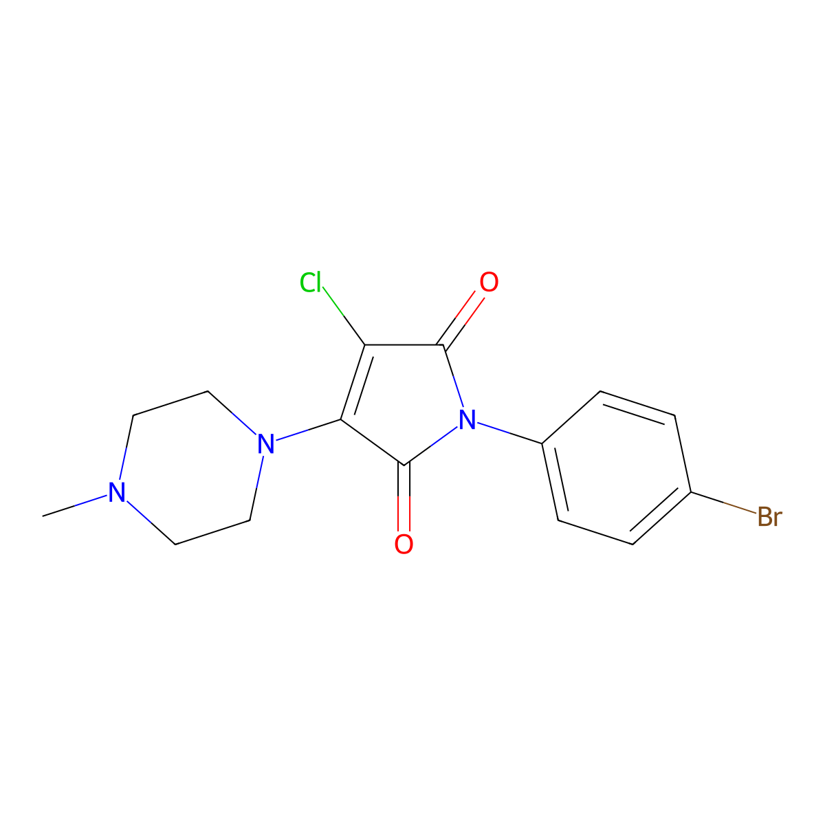 1-(4-bromophenyl)-3-chloro-4-(4-methylpiperazin-1-yl)-1H-pyrrole-2,5-dione molecular structure, CAS 303036-13-7