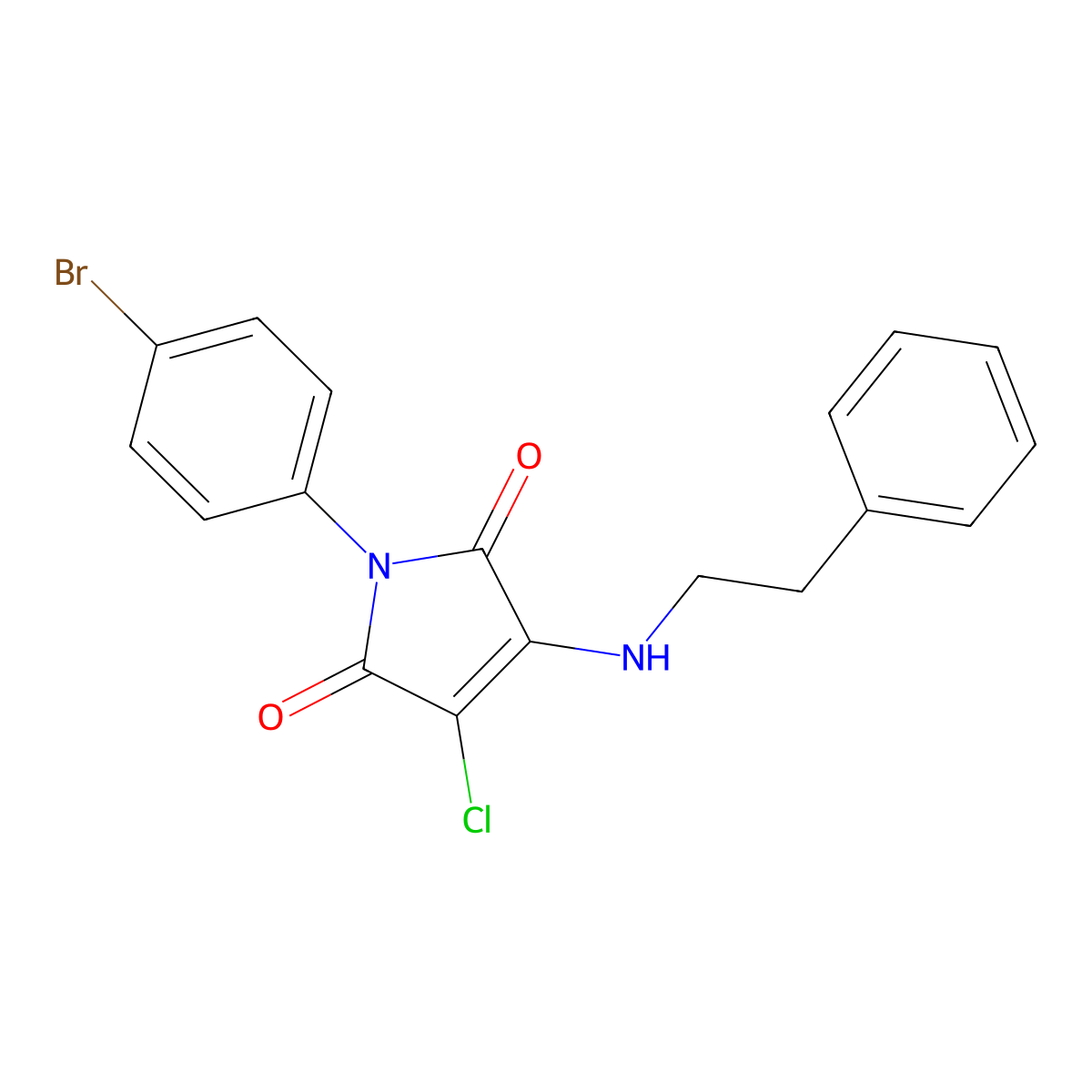 1-(4-bromophenyl)-3-chloro-4-[(2-phenylethyl)amino]-1H-pyrrole-2,5-dione molecular structure, CAS 303036-16-0