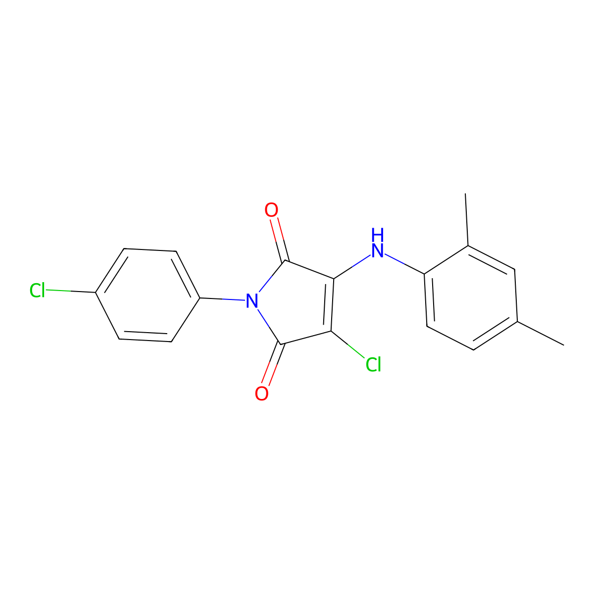 3-chloro-1-(4-chlorophenyl)-4-((2,4-dimethylphenyl)amino)-1H-pyrrole-2,5-dione molecular structure, CAS 303036-26-2