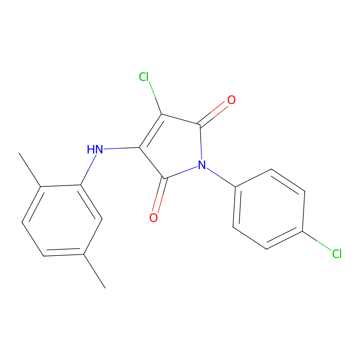 3-chloro-1-(4-chlorophenyl)-4-((2,5-dimethylphenyl)amino)-1H-pyrrole-2,5-dione molecular structure, CAS 303036-28-4