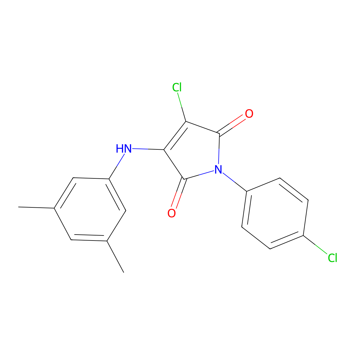 3-chloro-1-(4-chlorophenyl)-4-((3,5-dimethylphenyl)amino)-1H-pyrrole-2,5-dione molecular structure, CAS 303036-30-8
