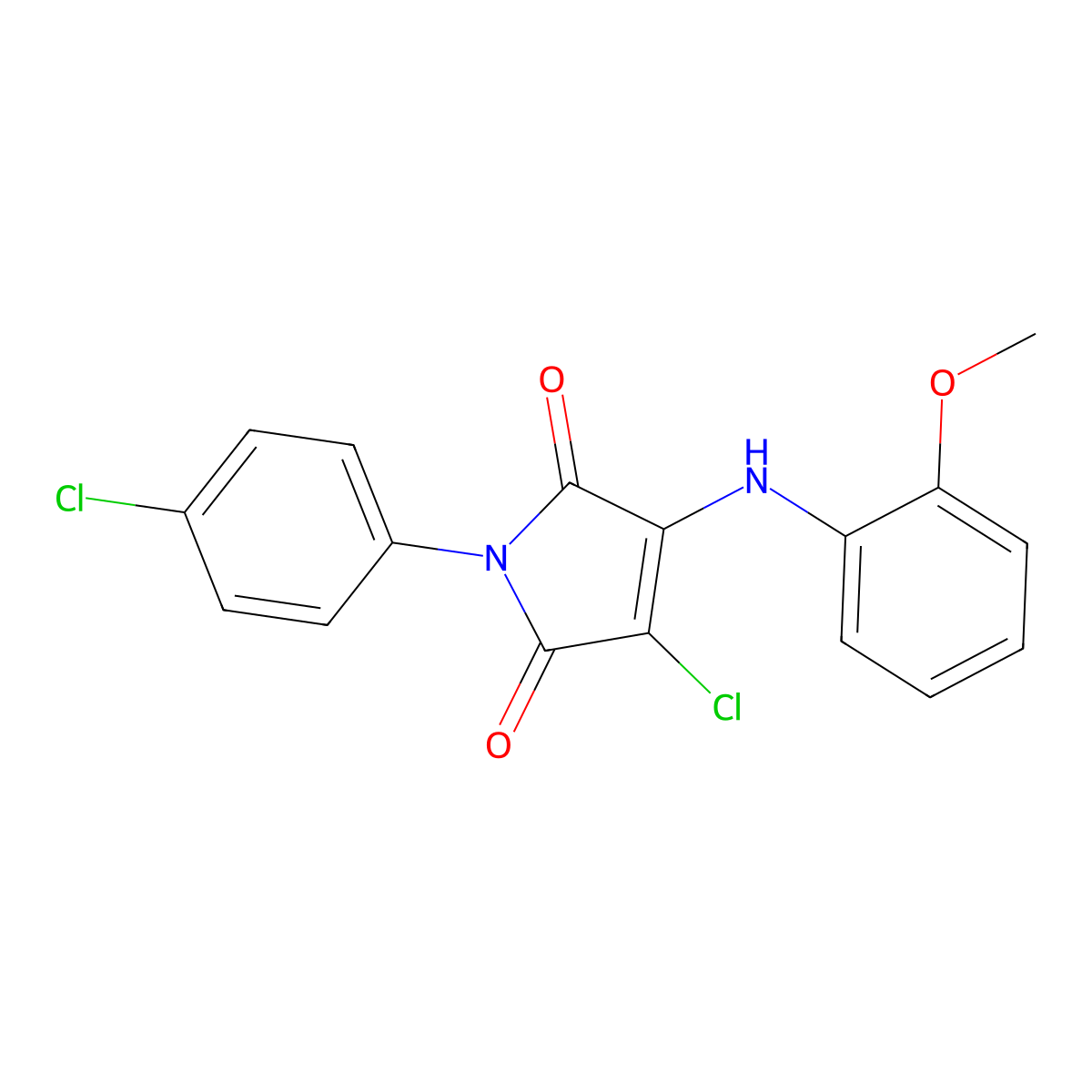 3-chloro-1-(4-chlorophenyl)-4-((2-methoxyphenyl)amino)-1H-pyrrole-2,5-dione molecular structure, CAS 303036-31-9