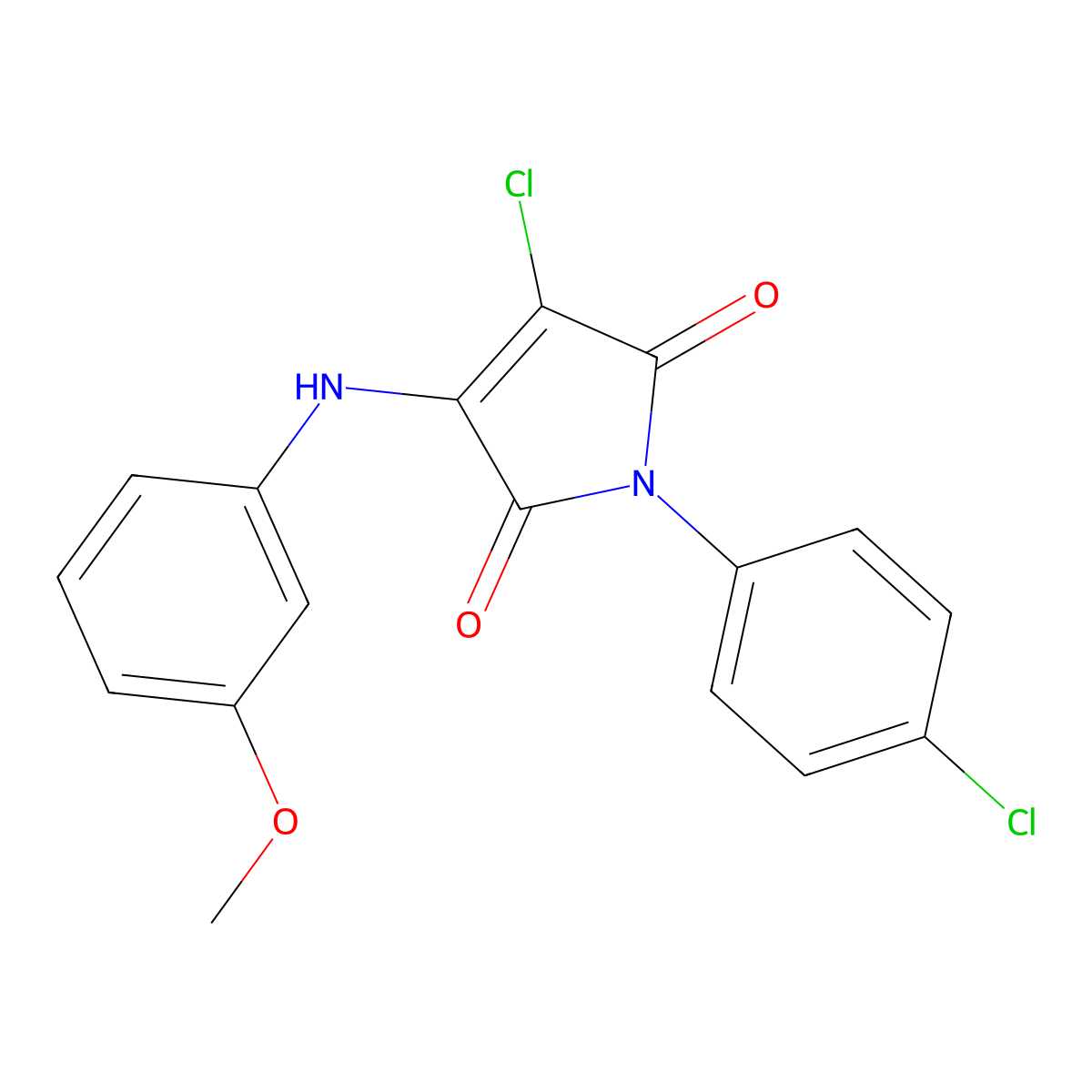 3-chloro-1-(4-chlorophenyl)-4-((3-methoxyphenyl)amino)-1H-pyrrole-2,5-dione molecular structure, CAS 303036-32-0