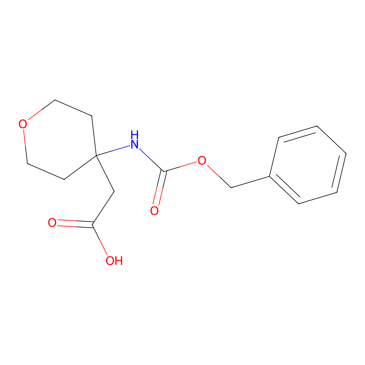 2-(4-{[(Benzyloxy)carbonyl]amino}oxan-4-yl)acetic acid molecular structure, CAS 303037-31-2