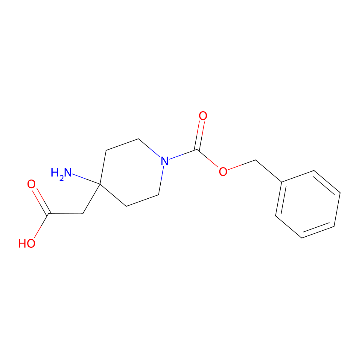 {4-Amino-1-[(benzyloxy)carbonyl]piperidin-4-yl}acetic acid molecular structure, CAS 303037-50-5