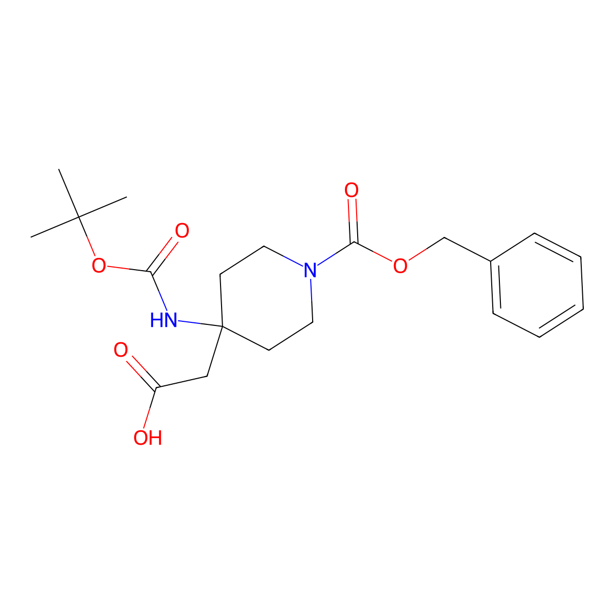 1-Cbz-4-(Boc-amino)-4-piperidineacetic acid molecular structure, CAS 303037-51-6