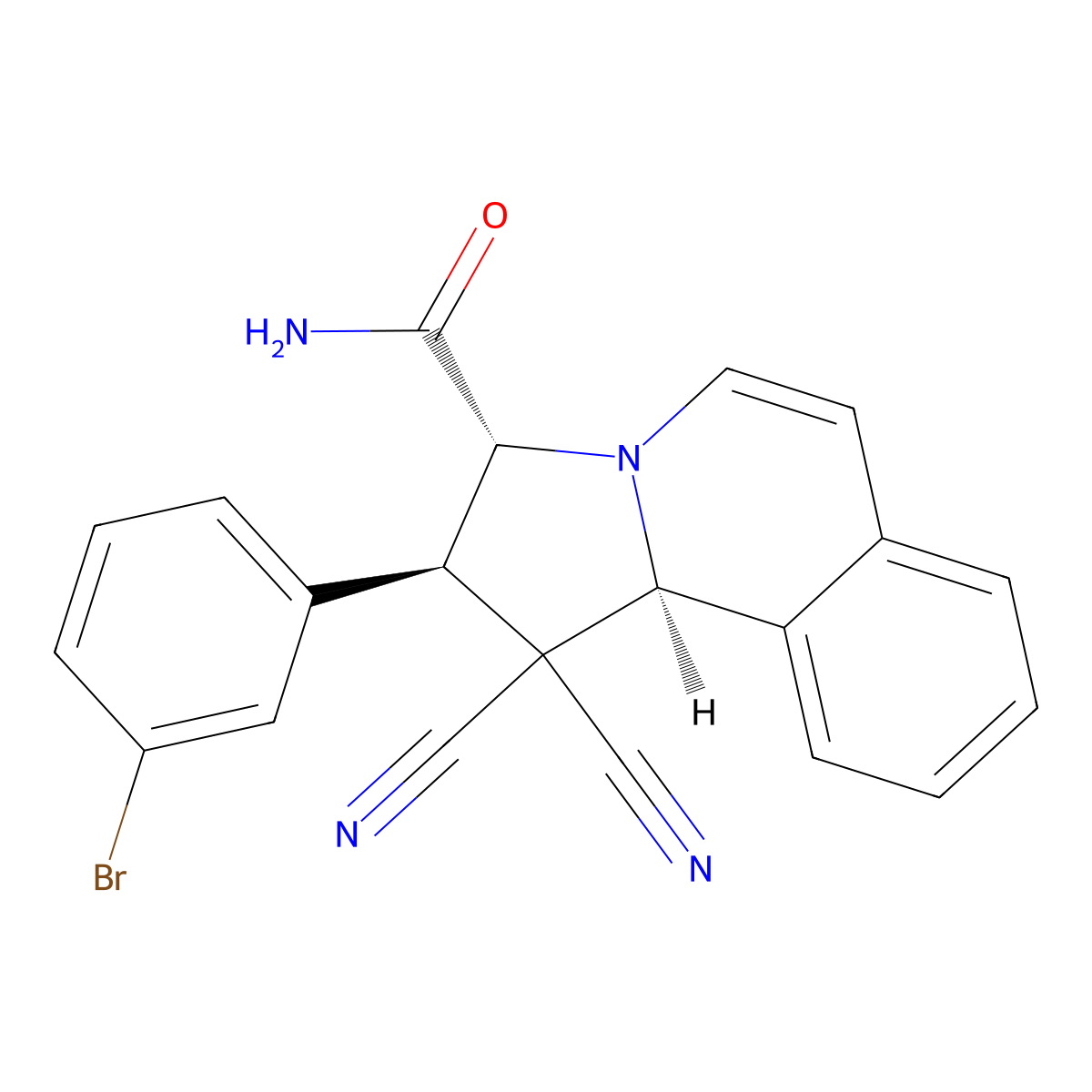 2-(3-Bromophenyl)-1,1-dicyano-1,2,3,10b-tetrahydropyrrolo[2,1-a]isoquinoline-3-carboxamide molecular structure, CAS 303039-30-7