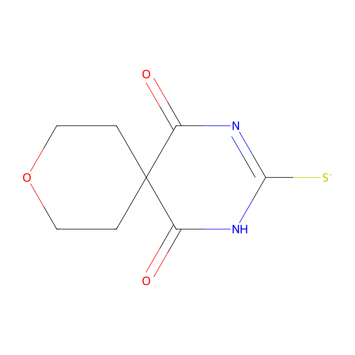 1,5-Dioxo-9-oxa-2,4-diazaspiro[5.5]undec-2-ene-3-thiolate molecular structure, CAS 303042-00-4