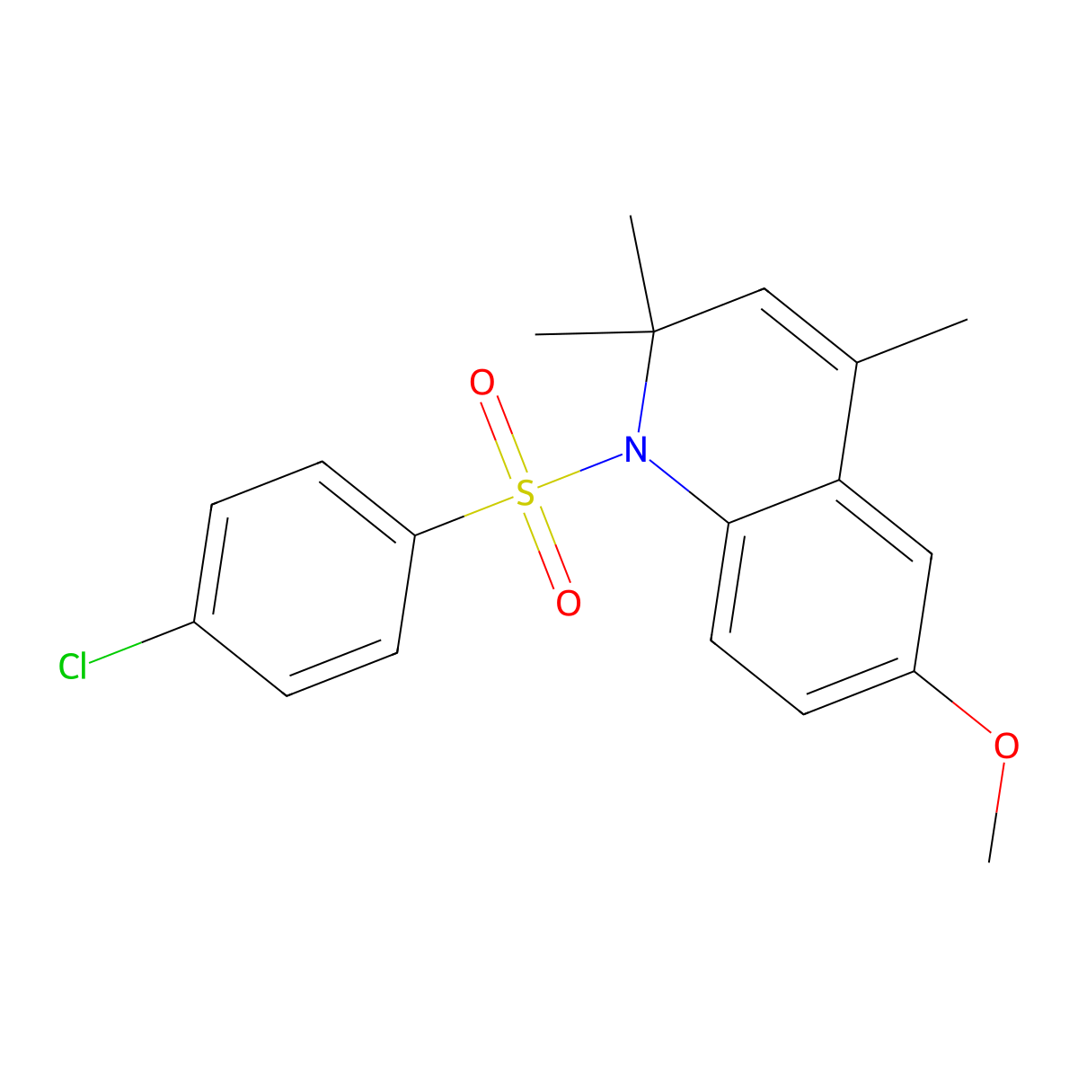 1-(4-Chloro-benzenesulfonyl)-6-methoxy-2,2,4-trimethyl-1,2-dihydro-quinoline molecular structure, CAS 303042-14-0