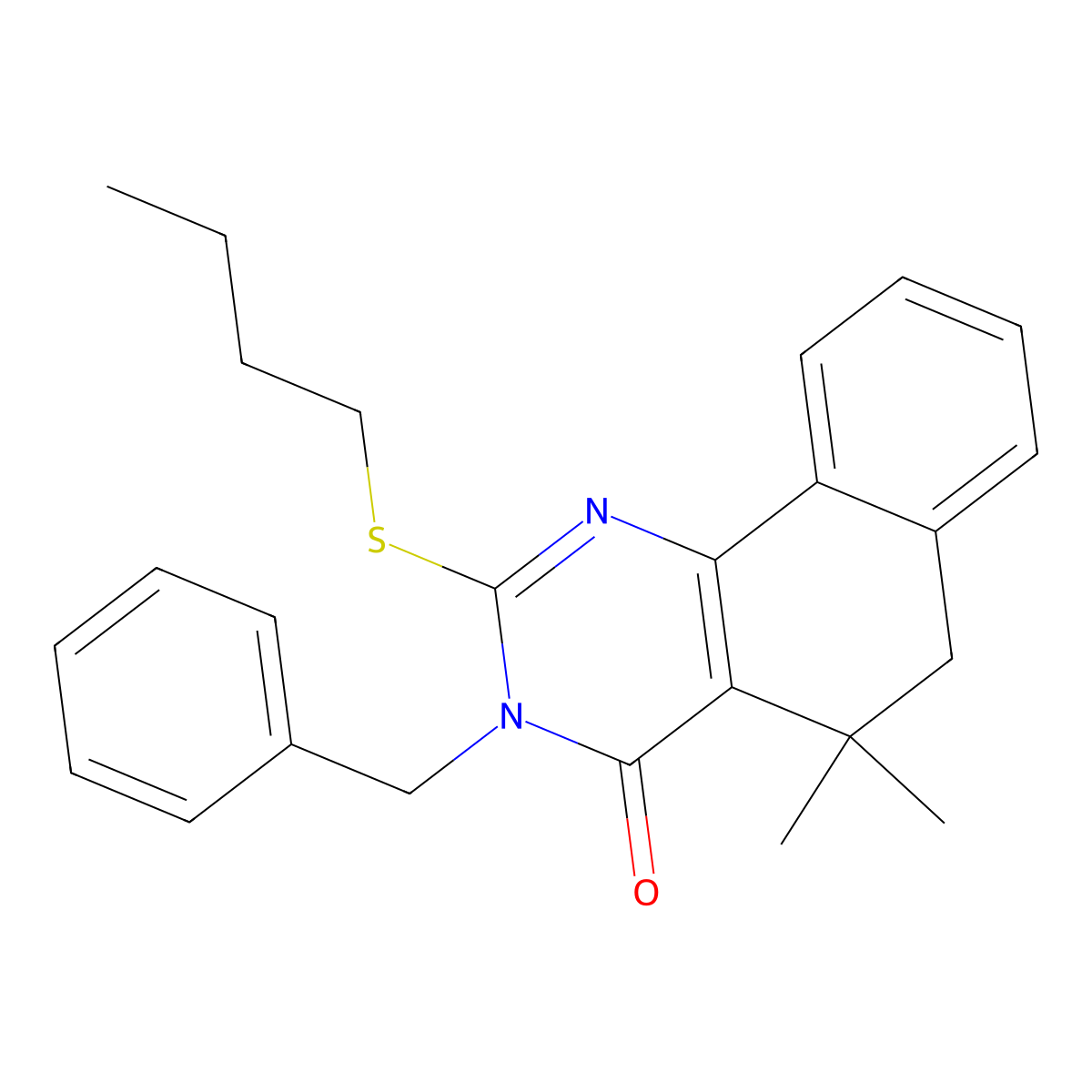3-benzyl-2-butylsulfanyl-5,5-dimethyl-6H-benzo[h]quinazolin-4-one molecular structure, CAS 303042-25-3