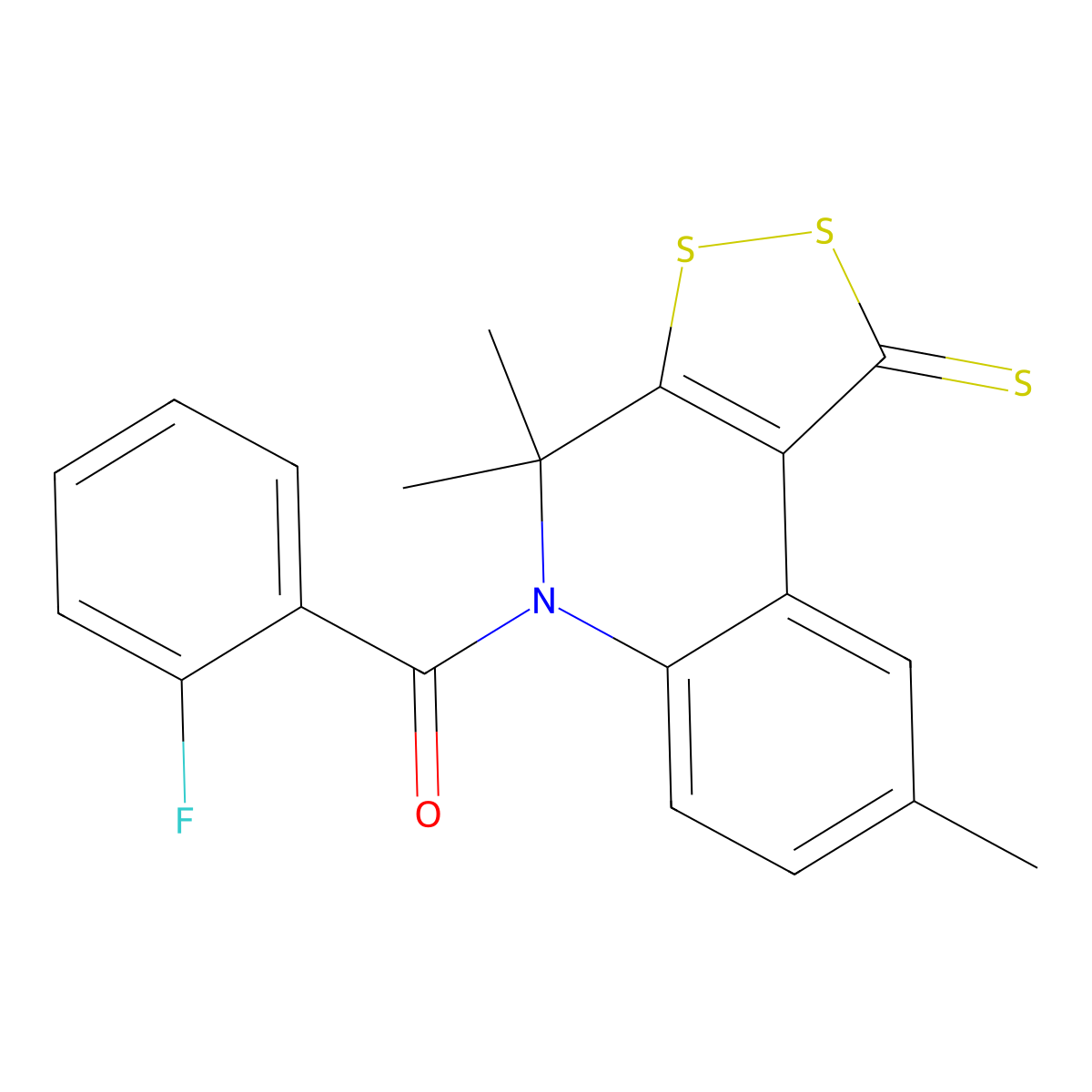 (2-fluorophenyl)(4,4,8-trimethyl-1-thioxo-1,4-dihydro-5H-[1,2]dithiolo[3,4-c]quinolin-5-yl)methanone molecular structure, CAS 303042-36-6