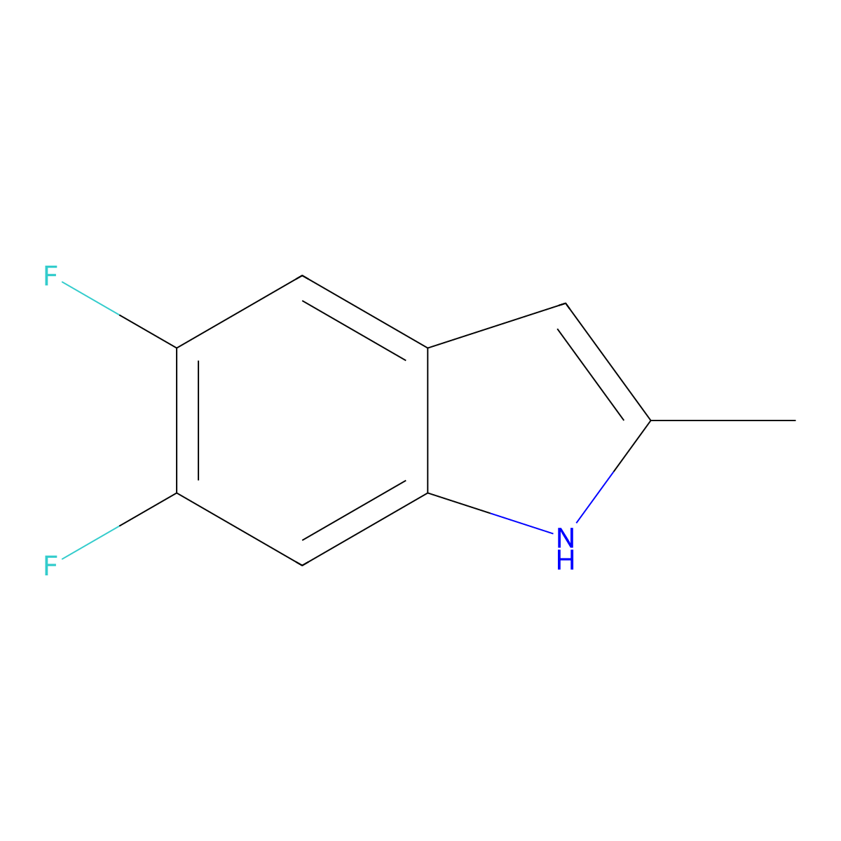 5,6-difluoro-2-methyl-1H-indole molecular structure, CAS 303042-73-1