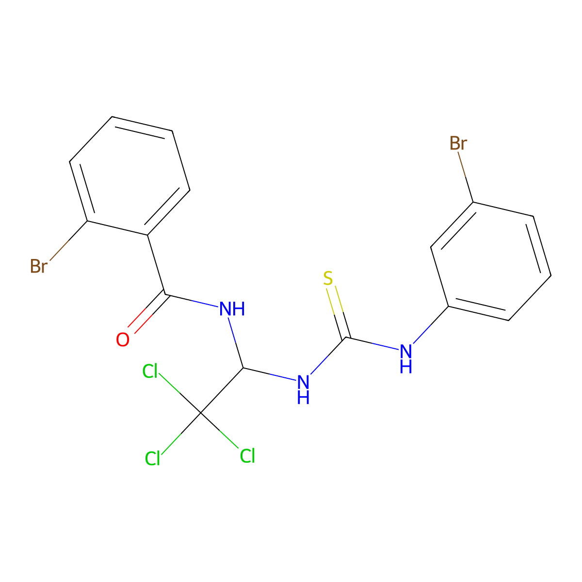 2-Bromo-N-(1-{[(3-bromophenyl)carbamothioyl]amino}-2,2,2-trichloroethyl)benzamide molecular structure, CAS 303046-36-8