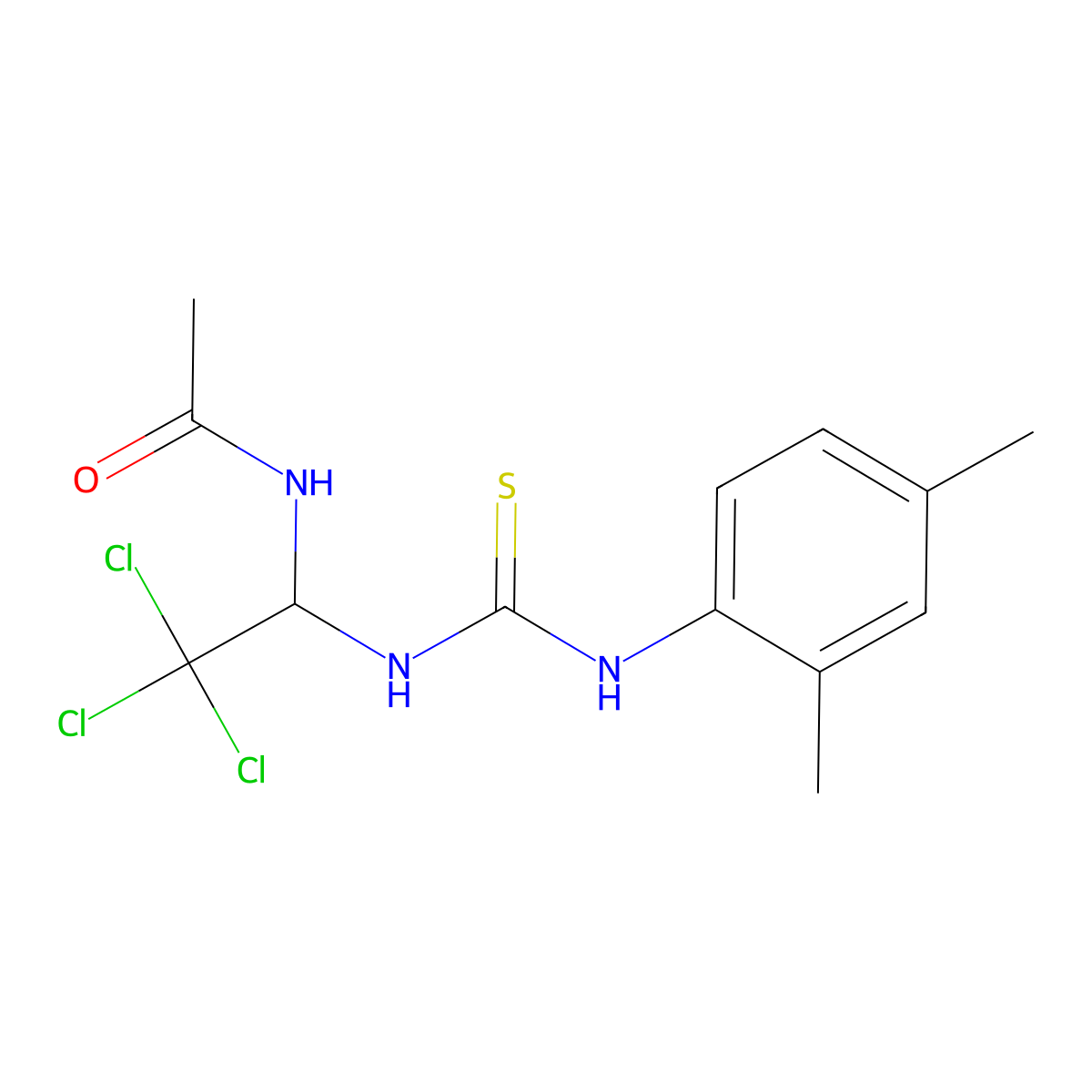 N-[2,2,2-trichloro-1-[(2,4-dimethylphenyl)carbamothioylamino]ethyl]acetamide molecular structure, CAS 303046-50-6