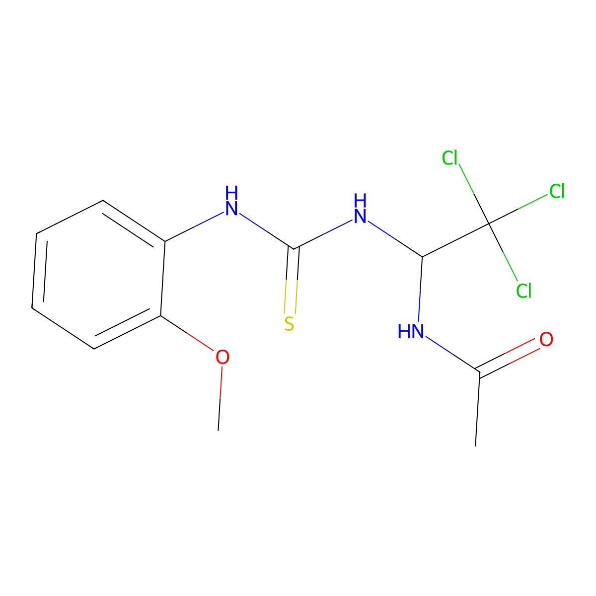 N-[2,2,2-trichloro-1-[(2-methoxyphenyl)carbamothioylamino]ethyl]acetamide molecular structure, CAS 303046-53-9