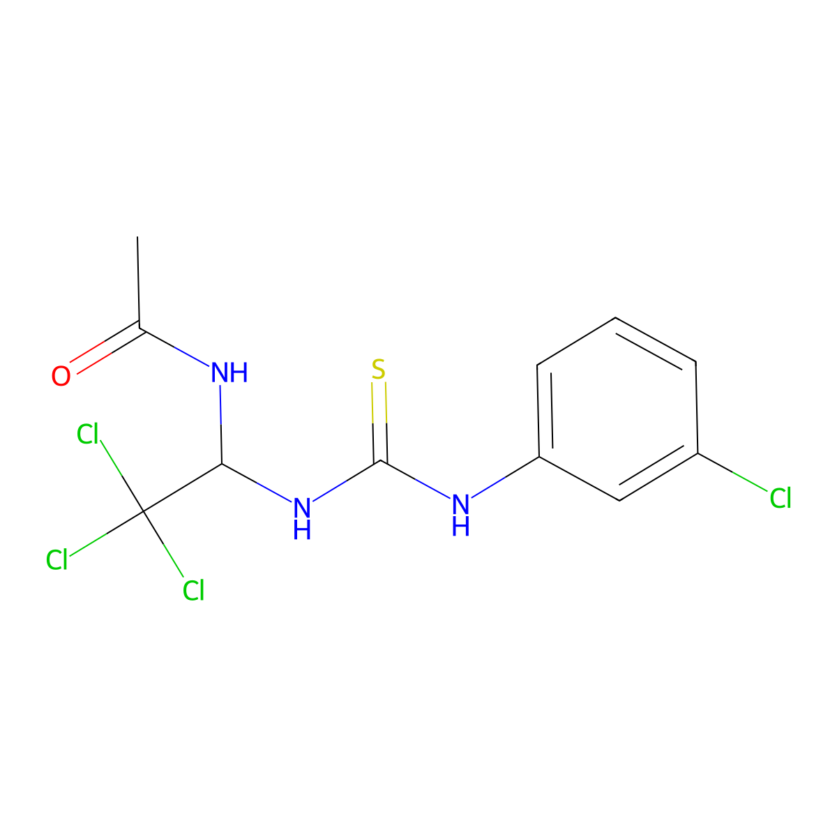 N-[2,2,2-trichloro-1-[(3-chlorophenyl)carbamothioylamino]ethyl]acetamide molecular structure, CAS 303046-54-0