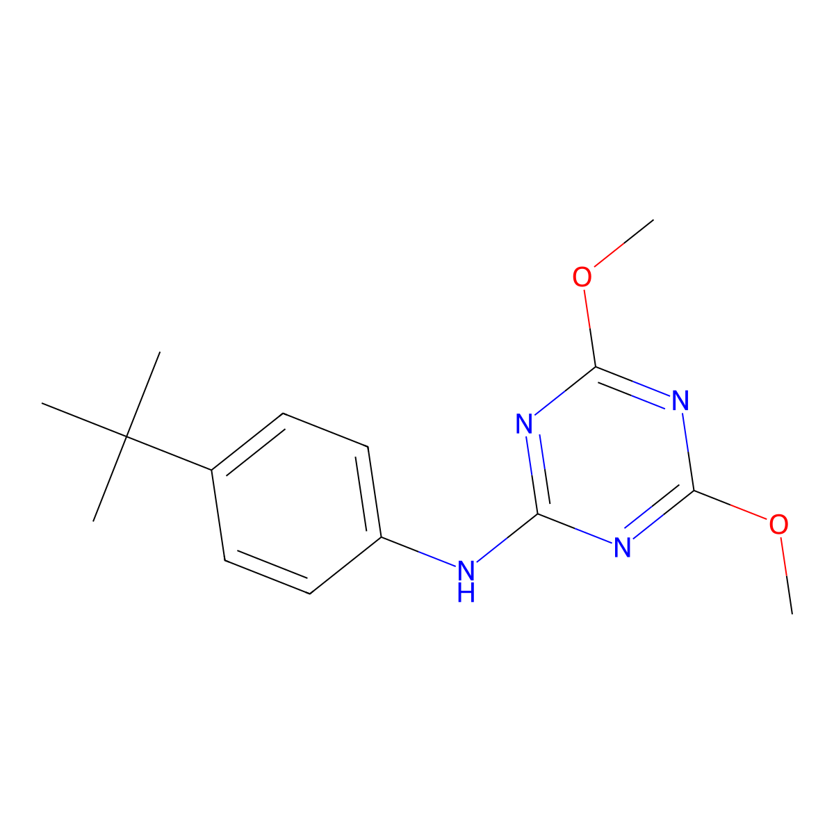 N-(4-tert-butylphenyl)-4,6-dimethoxy-1,3,5-triazin-2-amine molecular structure, CAS 303046-81-3