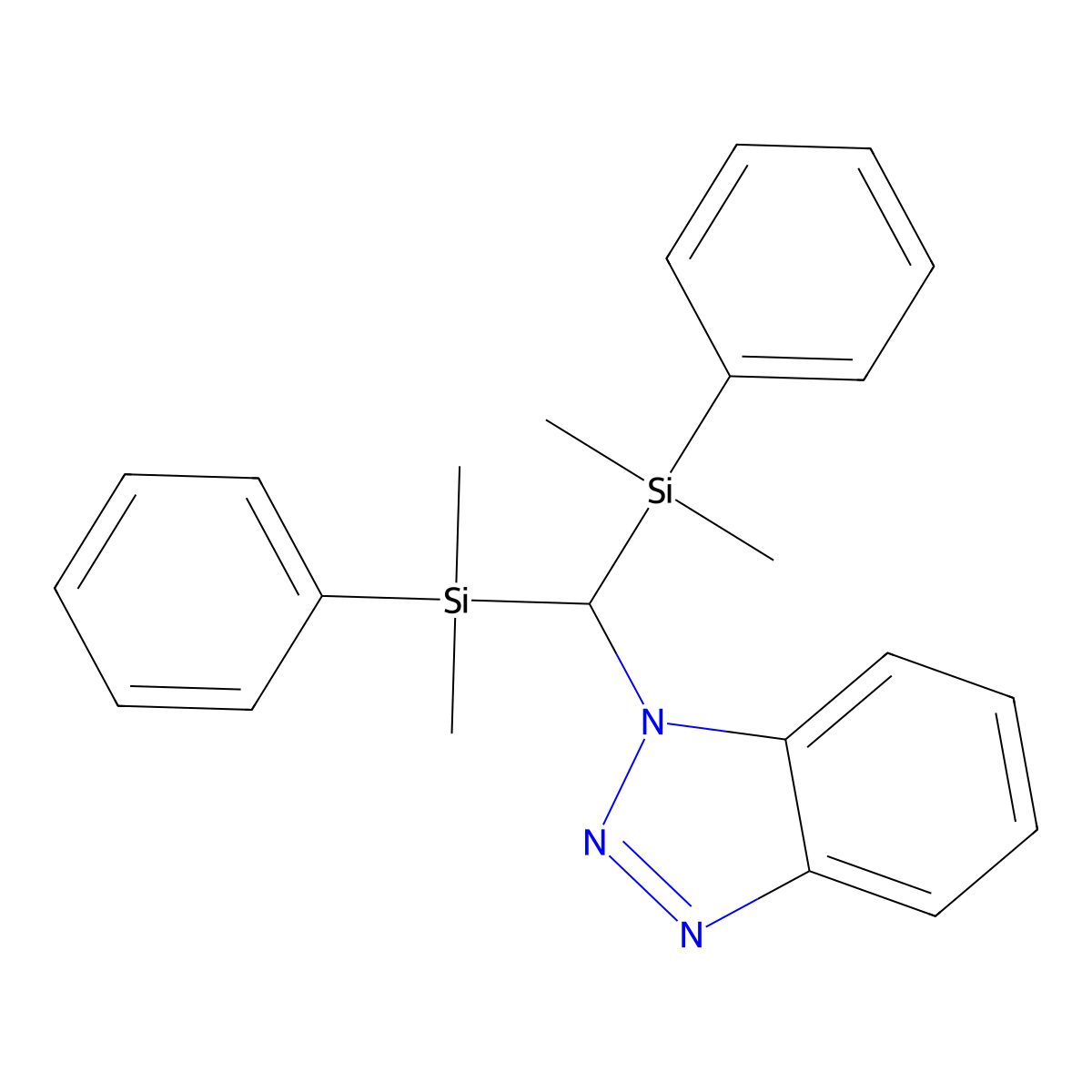 1-{bis[dimethyl(phenyl)silyl]methyl}-1H-benzotriazole molecular structure, CAS 303047-84-9
