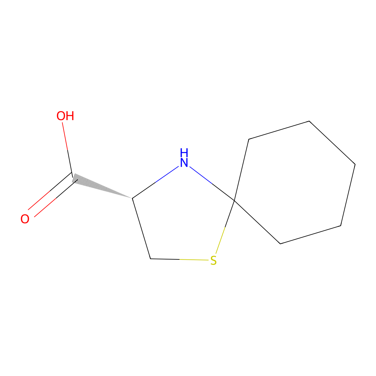 (S)-1-thia-4-azaspiro[4.5]decane-3-carboxylic acid molecular structure, CAS 303050-98-8