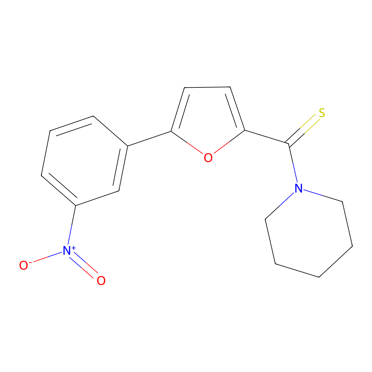 [5-(3-Nitrophenyl)furan-2-yl]-piperidin-1-ylmethanethione molecular structure, CAS 303051-04-9
