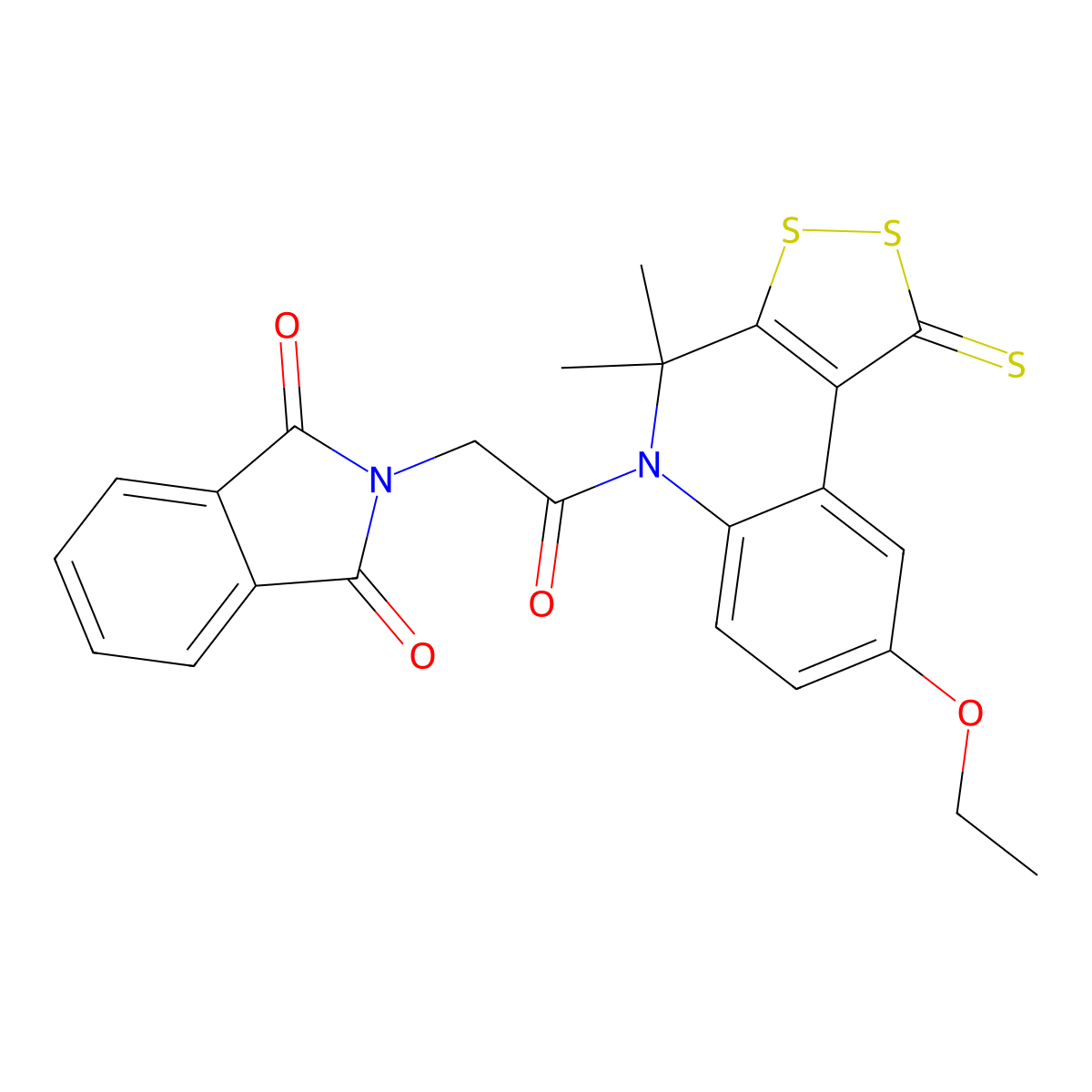 2-[2-(8-Ethoxy-4,4-dimethyl-1-sulfanylidenedithiolo[3,4-c]quinolin-5-yl)-2-oxoethyl]isoindole-1,3-dione molecular structure, CAS 303051-06-1