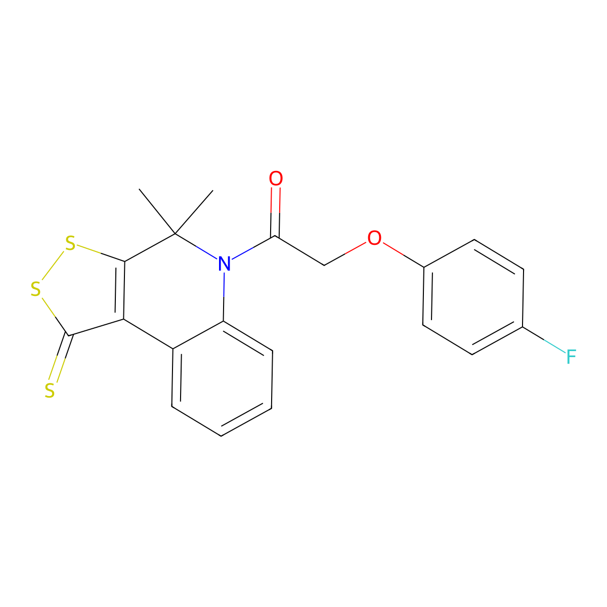 1-(4,4-Dimethyl-1-sulfanylidenedithiolo[3,4-c]quinolin-5-yl)-2-(4-fluorophenoxy)ethanone molecular structure, CAS 303051-68-5