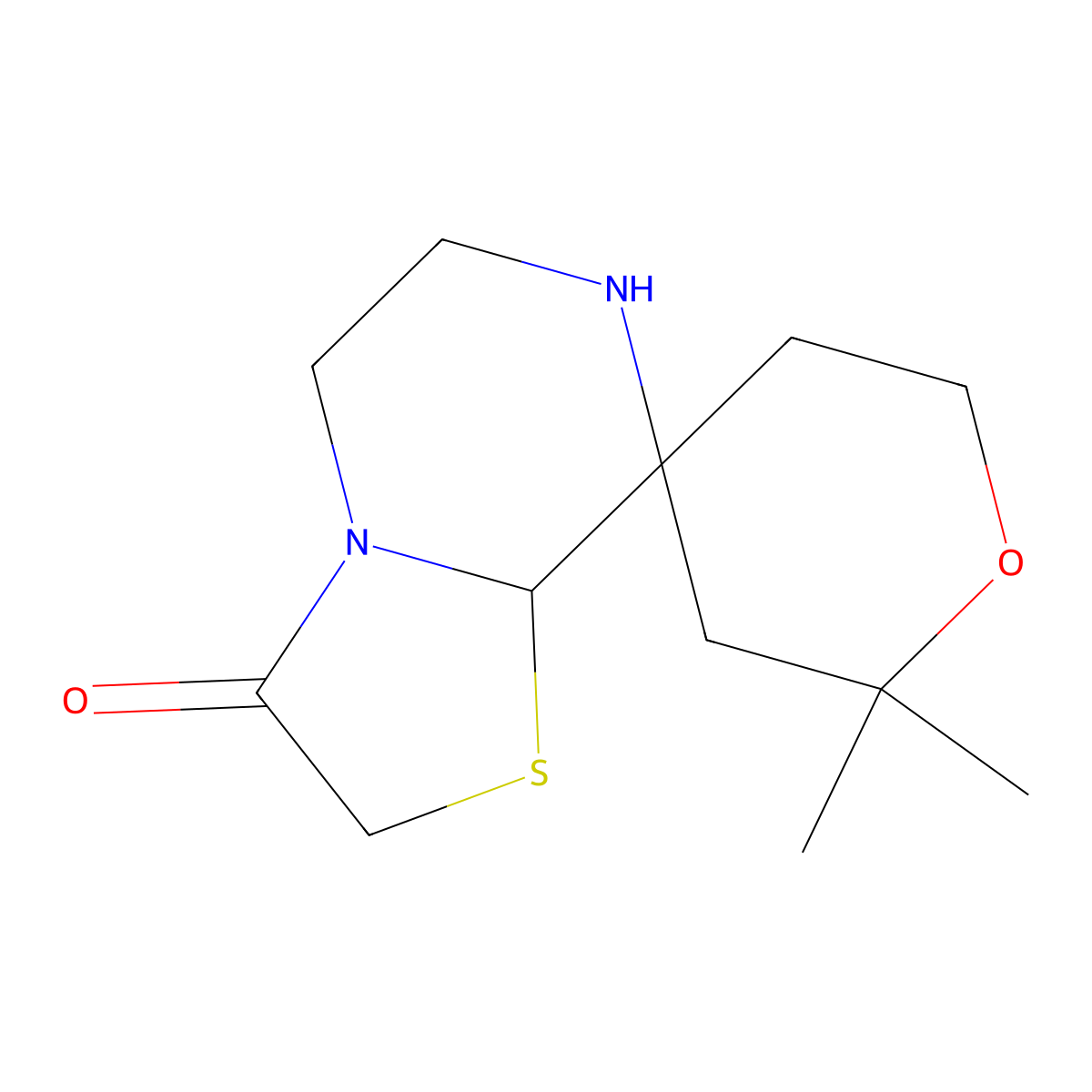 2',2'-Dimethylspiro[5,6,7,8a-tetrahydro-[1,3]thiazolo[3,2-a]pyrazine-8,4'-oxane]-3-one molecular structure, CAS 303051-79-8
