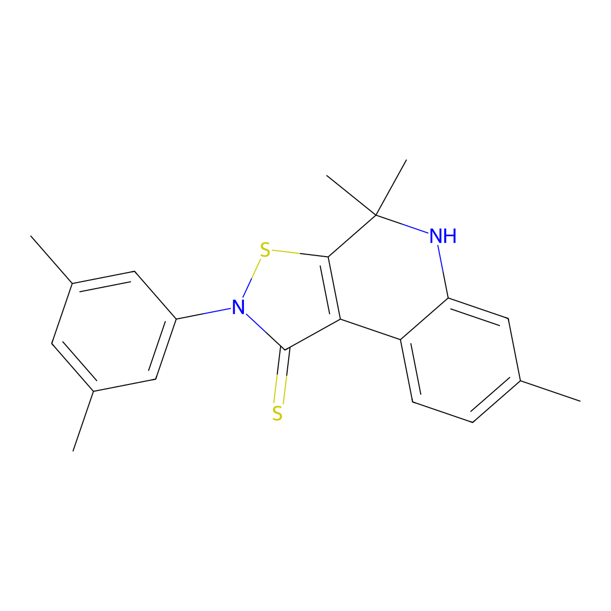 2-(3,5-dimethylphenyl)-4,4,7-trimethyl-4,5-dihydroisothiazolo[5,4-c]quinoline-1(2H)-thione molecular structure, CAS 303051-90-3