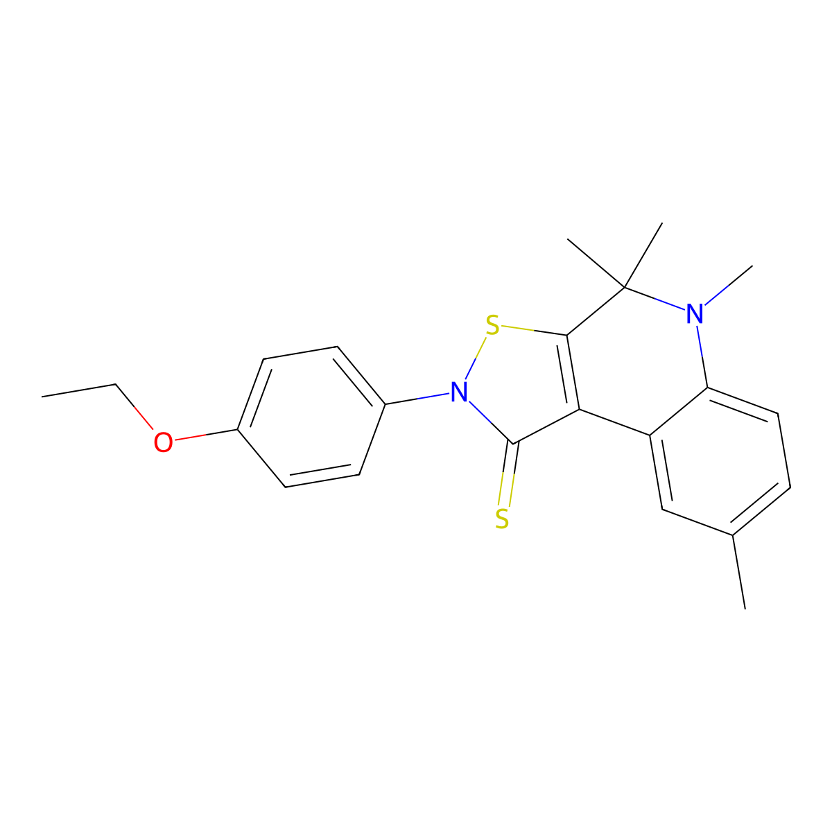 2-(4-Ethoxyphenyl)-4,4,5,8-tetramethyl-[1,2]thiazolo[5,4-c]quinoline-1-thione molecular structure, CAS 303051-92-5